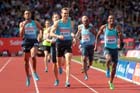 Mohammed Aman beats Andre Oliver and Andrew Osagie in the 800 metres at the IAAF Diamond League, Birmingham.